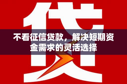 田家庵不看征信贷款，解决短期资金需求的灵活选择