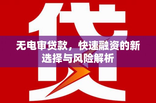 岷县无电审贷款，快速融资的新选择与风险解析